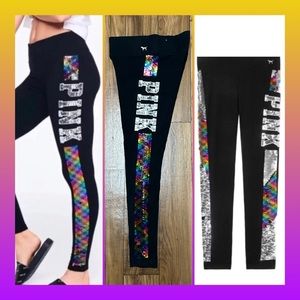 PINK VS RAINBOW BLING YOGA LEGGINGS